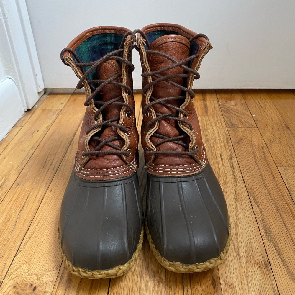 Women's LL Bean Duck Boots Limited Edition Tumbled Leather and Flannel Lining